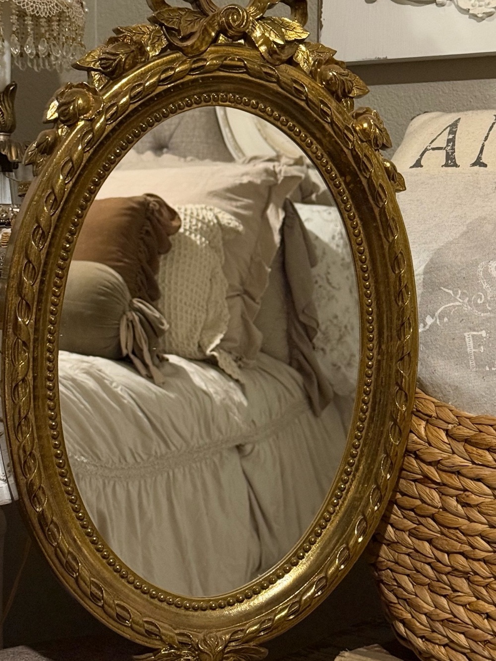 Ornate Gold Vintage bow mirror